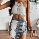 VCAY Falda corta asimetrica con estampado de estilo recreativo para vacaciones