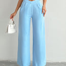 Pantalones largos diarios y simples de color solido para mujer