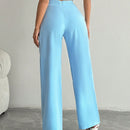 Pantalones largos diarios y simples de color solido para mujer
