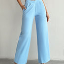 Pantalones largos diarios y simples de color solido para mujer