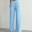 Pantalones largos diarios y simples de color solido para mujer