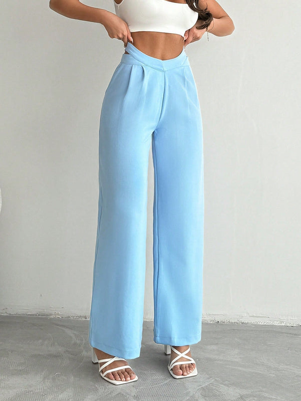 Pantalones largos diarios y simples de color solido para mujer