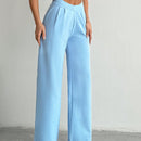 Pantalones largos diarios y simples de color solido para mujer