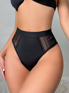 Pantaletas triangulares de encaje de cintura alta y unicolor (se vende por separado)