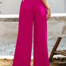 Essnce pantalones casuales sueltos de pierna ancha con bolsillos y cintura fruncida de unicolor para mujeres