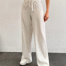 Tall pantalones largos de unicolor con cintura larga y cordon para mujeres altas