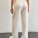 Tall pantalones largos de unicolor con cintura larga y cordon para mujeres altas