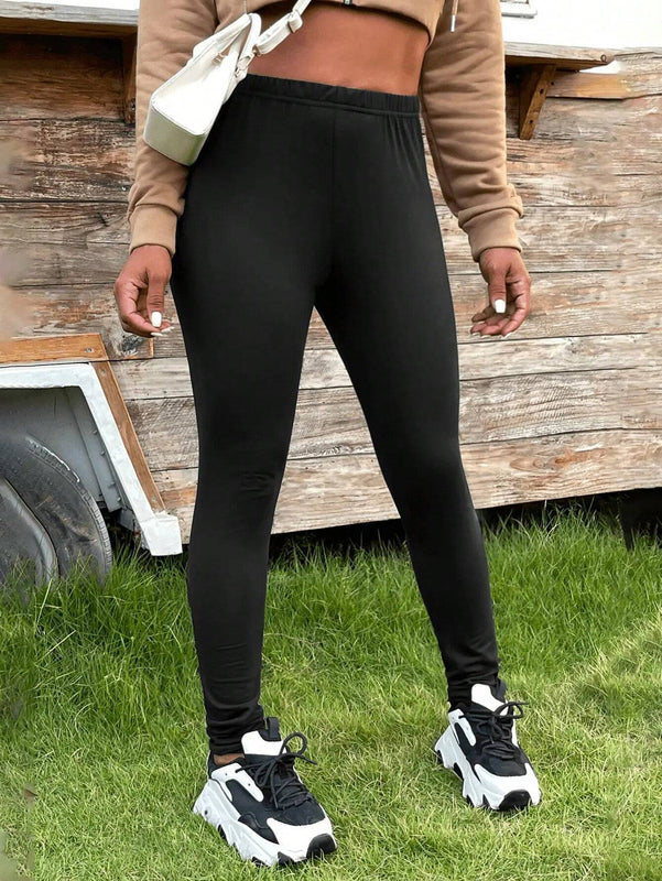 Slayr Pantalones largos para mujer de ajuste delgado y unicolor para uso casual