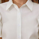 Frenchy Camisa a la moda con mangas cortas y diseno estructurado de mangas con frontal abierto, adecuada para el verano y la profesion docente