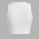 Camiseta corta sin mangas de impresion de palmeras hawaianas ajustada y casual para mujeres, verano
