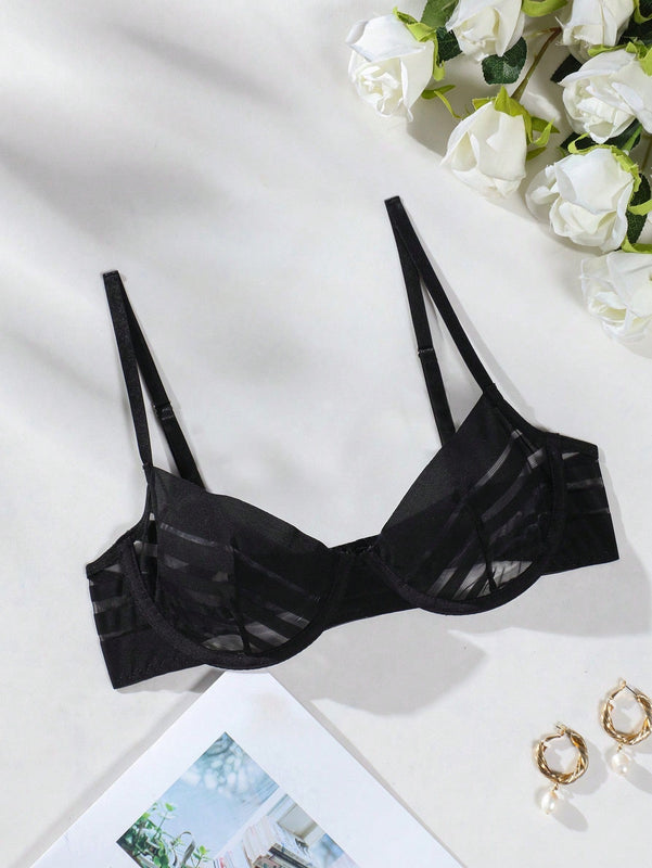 Sujetador De Malla Transparente Con Aros Para Mujer