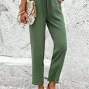 Lune pantalones elegantes de talle alto y largo con estampado de leopardo vintage, de uso casual y para la oficina, con tobillo entallado