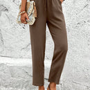 Lune pantalones elegantes de talle alto y largo con estampado de leopardo vintage, de uso casual y para la oficina, con tobillo entallado