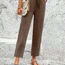 Lune pantalones elegantes de talle alto y largo con estampado de leopardo vintage, de uso casual y para la oficina, con tobillo entallado