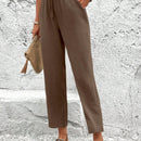 Lune pantalones elegantes de talle alto y largo con estampado de leopardo vintage, de uso casual y para la oficina, con tobillo entallado