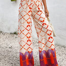 Pantalon de viscosa con estampado tie-dye y estampado colocado, cinturon elastico