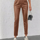 Pantalones conicos casuales con diseno de botones de color liso