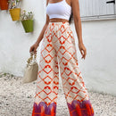 Pantalon de viscosa con estampado tie-dye y estampado colocado, cinturon elastico