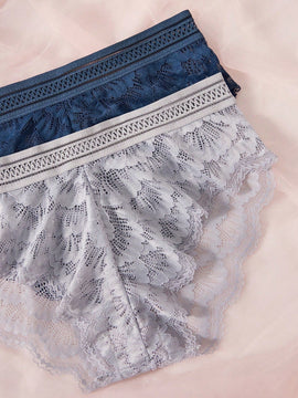 Conjunto de ropa interior de Brasier inalambrico de encaje de flores comodo para mujeres, 2 juegos