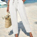 Pantalones de cintura con cordon con bolsillo oblicuo