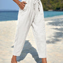 Pantalones de cintura con cordon con bolsillo oblicuo