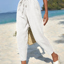 Pantalones de cintura con cordon con bolsillo oblicuo