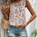 LUNE Blusa sin mangas holgada de encaje y detalle floral y parches, ideal para vacaciones de verano para mujeres