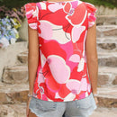 VCAY Camisa de estilo cuadrado con cuello para mujer y estampado de vacaciones con estilo