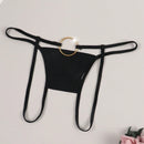 Ropa interior sexy sin costuras de aro grande de metal dorado para mujer con entrepierna abierta