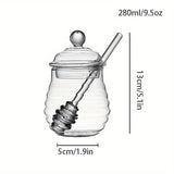 Un Tarro de Miel con Varilla para Mezclar, Embalaje Perlado, No Fácil de Romper, Multifuncional en Un Solo Recipiente, Tarro para Hojas de Té, Tarro Retro para Azúcar en Cubitos, Tarro para Almacenamiento de Cereales Domésticos, Tarro para Té de Flores,