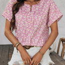 LUNE Camisa de mujer rosa impresa con romanticos crisantemos para verano