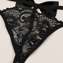 Mujeres sexy encaje de malla tangas transparentes con lazo