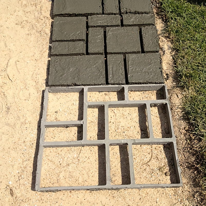 Molde de plástico para pavimento, fabricante de pasarelas de jardín de 10 rejillas, molde reutilizable para adoquines con diseño de piedra de cemento y hormigón, molde para escalones para exteriores de 44,96 cm x 39,88 cm, fácil de usar