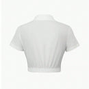 NEW  SXY Camisa corta de verano para mujer con diseno de dobladillo retorcido