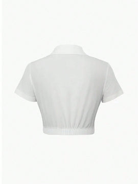NEW  SXY Camisa corta de verano para mujer con diseno de dobladillo retorcido