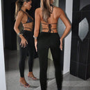 ICON Pantalones largos de moda para mujeres Y2k con diseno de cruz hueca en la cintura para adelgazar en color solido y cintura baja