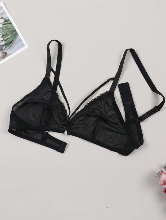 NEW Bralette semitransparente cruzado y sexy sin aro para mujer con forro ligero
