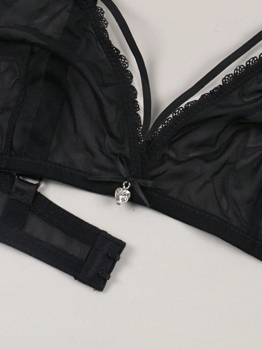 NEW Bralette semitransparente cruzado y sexy sin aro para mujer con forro ligero