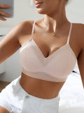 Sujetador inalambrico atractivo para mujer con encaje y espalda descubierta