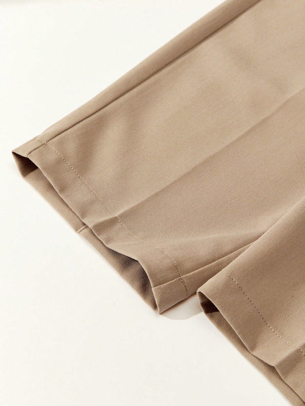 BIZwear Pantalones casuales rectos de unicolor para mujer con bolsillos