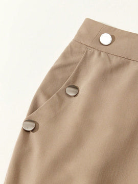 BIZwear Pantalones casuales rectos de unicolor para mujer con bolsillos