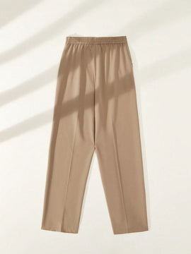 BIZwear Pantalones casuales rectos de unicolor para mujer con bolsillos