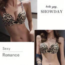 Sujetador Push Up Sexy Con Cierre Frontal Y Espalda Para Mujer Con Estampado De Leopardo Y Ribete De Encaje Para Control Del Busto