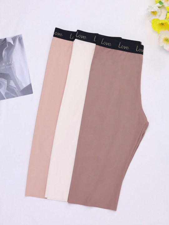 3 piezas Cinturon de cintura con letras para mujeres, pantalones de mono de cintura alta con cuatro esquinas, elasticidad y pantalones de seguridad transpirables