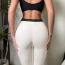 3 piezas Cinturon de cintura con letras para mujeres, pantalones de mono de cintura alta con cuatro esquinas, elasticidad y pantalones de seguridad transpirables