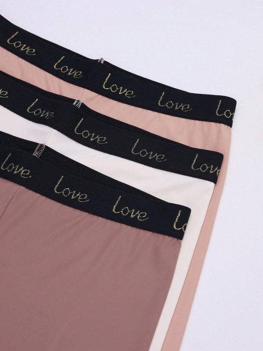 3 piezas Cinturon de cintura con letras para mujeres, pantalones de mono de cintura alta con cuatro esquinas, elasticidad y pantalones de seguridad transpirables