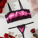 Conjunto De Lenceria De Encaje De Patchwork Para Mujeres