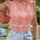 Frenchy Camisa blanca de manga corta de encaje con botones para mujeres, ideal para verano y vacaciones en la playa
