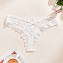 4 piezas/set tanga sexy de encaje con cintura baja y transpirable con longitud de cordones
