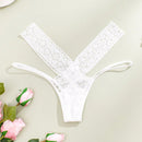 Atractivas Panties De Encaje Sin Costura, De Cintura Baja, De Tirantes Delgados, Cruzados, Dulces Y Huecos Para Mujeres